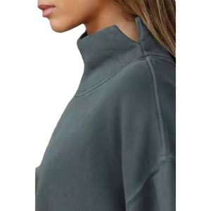 Sweat-shirt à col roulé oversize pour femme, 100% coton tricoté, épaules tombantes, noir uni, respirant, pour l'automne - Product Image 6