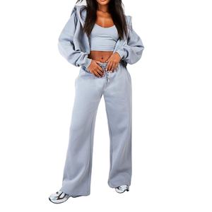 Conjunto Deportivo Casual de Primavera/Verano para Mujer, Camiseta de Manga Corta con Cuello Redondo, Pantalones Deportivos Anchos, Ropa para Correr, 100% Algodón - Product Image 4