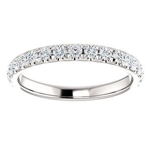 Anillo de Boda Semi Eternity con Moissanita de Corte Redondo, Plata de Ley 925, Apilable, Anillo de Promesa de Aniversario Nupcial, Regalo para Ella - Product Image 1