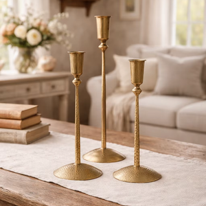 <b>Hammered</b> casted aluminium candle stand set Gold cast Aluminium & cast Iron Candle <b>Holders</b> <b>hammered</b> ideal for modern decor - Product Image 5