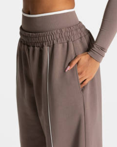 Pantalones de chándal casuales de mujer de cintura media, pierna ancha, holgados, estilo urbano, con bolsillos, para invierno, ODM, 100% algodón, pintados - Product Image 3