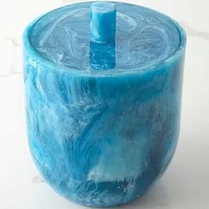 High Quality <b>White</b> Swirled Resin Ice <b>Bucket</b> Knotted Leather Handles <b>White</b> Storage champagne Bottle Jars From India - Product Image 1