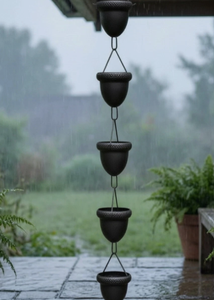 โซ่รับน้ำฝนรูปทรงลูกโอ๊กสำหรับรางน้ำตกแต่งภายนอกอาคาร ใช้แทนท่อระบายน้ำพร้อมถ้วยรูปทรงลูกโอ๊ก - Product Image 5