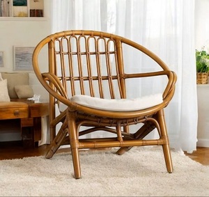 Modern Bamboo Rattan Rocking <b>Stackable</b> <b>Garden</b> <b>Chair</b> Cushion Rustic Outdoor Furniture Tapered Leg Embossed Comfortable Patio - Product Image 3