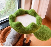 Tour de surveillance pour animaux de compagnie en bois massif naturel avec perchoir en velours nuage - Véritable bois de pommier, base E1, corde de jute de 4 mm, mobilier pour chat éco-luxe