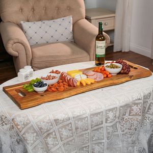 Tabla de Cortar Rectangular de Madera Estilo Rústico, 1.3 cm de Grosor, No Tóxica, Fácil de Limpiar, Apta para Lavavajillas - Product Image 1