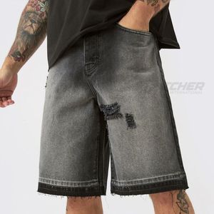 Shorts de Mezclilla Rectos Desgastados para Hombre, Estilo Urbano Y2K, Casuales de Verano, Ecológicos y Transpirables - Product Image 5