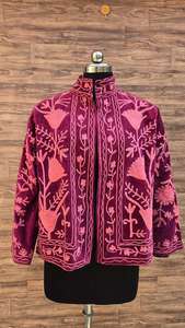 Handmade Suzani Embroidered Jacket Vintage Boho Ethnic Velvet <b>Coat</b> Floral Hand <b>Stitch</b> Women Quilted Winter Outerwear - Product Image 5