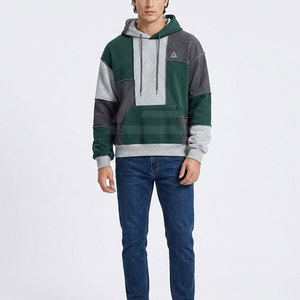 Sudadera con Capucha para Hombre, Estilo Urbano, Diseño de Parches, Talla Grande, Mezcla de Algodón de Primera Calidad, Atuendo Casual Moderno - Product Image 3
