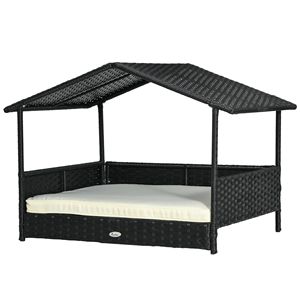 Cuscino amovibile bianco crema Lounge casa per cani in vimini da esterno - Product Image 1