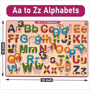 Puzzle en bois avec lettres de l'alphabet |   Jouet éducatif pour apprendre les petites lettres majuscules |   Puzzle éducatif pour enfants de 2 ans | - Product Image 3