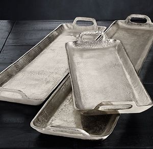 Plateau de service rectangulaire décoratif moderne en aluminium moulé de haute qualité avec motif unique pour l'hôtellerie et la restauration, destiné à l'exportation - Product Image 2