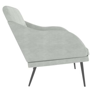 Canapé deux places en velours gris clair, taille moyenne, idéal pour les salons - Product Image 4