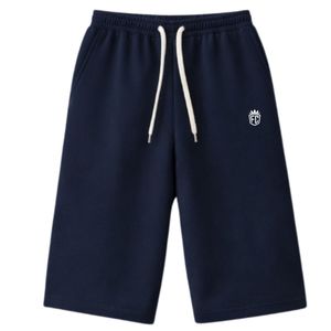 Heavyweight Navy Polo Sweatshirt and <b>Shorts</b> Set for Men Cotton Streetwear Sweatpants with Ribbed Collar Fashion Activewear Set - Product Image 3