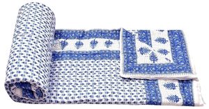 Couette/Razai/Rajai légère en coton pur 400 TC, imprimé floral Jaipuri, pour lit simple, 85 x 55 pouces - Product Image 3