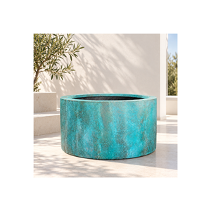 Grand pot à plantes en fibre de verre sur mesure, aux couleurs naturelles rustiques, aspect pierre vieillie, pour la décoration du jardin et du patio - Product Image 1