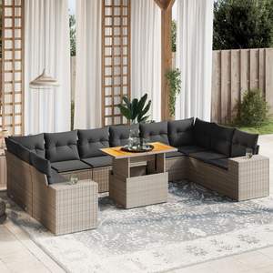 Conjunto de Sofás Modulares Grandes de Ratán PE Gris para Jardín, Colección Premium de Muebles Modulares para Exteriores - Product Image 1