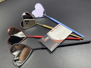Custom Color Coated Heart-Shaped Cosmetic Mirror Red Gold Black Pink Nude Stainless Steel Lash Inspection <b>Plastic</b> <b>Pocket</b> Mirror - Product Image 4