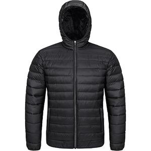 Puffer <b>Jacket</b> for Men Oversized Hooded Coat with Down Bubble Padding <b>Canvas</b> Outerwear with Front Logo - Product Image 2