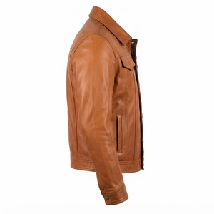 Custom Men's Genuine Leather Motorcycle <b>Jacket</b> Washed Autumn Waterproof Thick <b>Smart</b> Casual Front Logo Eco Friendly Outdoor Wear - Product Image 3