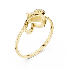 Anillo solitario de oro amarillo macizo de 14k para mujer, con diamante de corte redondo minimalista en forma de corazón, para compromiso, aniversario, regalo de boda - Product Image 1