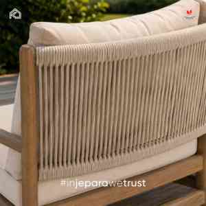 Premium Minimalist <b>Outdoor</b> Garden <b>Sofa</b> Solid Teak Frame Rope Backrest 3 Seater Eco-Friendly Waterproof Patio Resort Villa Hotel - Product Image 2