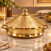 Plat de service de luxe en acier inoxydable, style tagine, avec couvercle en dôme, pot isotherme, finition martelée, diamètre 24 cm, écologique