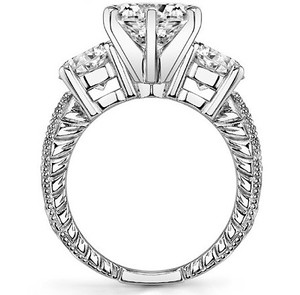 Bague de Fiançailles et de Mariage de Luxe en Moissanite Taille Brillant, Plaqué Or Blanc sur Argent Sterling 925, Sertissage à Griffes - Product Image 3