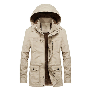 <b>Men's</b> <b>Black</b> Winter Parka <b>Long</b> <b>Coat</b> Hooded Faux Fur Lining Windproof Jacket - Product Image 5