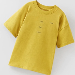 เสื้อยืดแขนสั้นสีเหลืองพิมพ์ลายตัวอักษร คอกลม ผ้าฝ้ายเจอร์ซีย์ลำลอง สำหรับเด็กผู้ชาย - Product Image 2