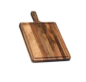 Planche à découper en bois massif brun pour viande, fromage, pain, légumes et fruits avec poignée antidérapante, forme rectangulaire, découpe de légumes - Product Image 2