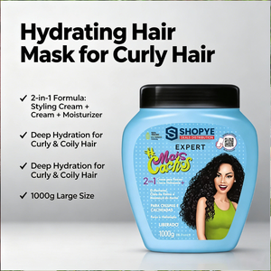 Crème Coiffante Végane Anti-Frisottis pour Cheveux Bouclés Hydratante Démêlante et Hydratante pour Cheveux Frisés et Crépus 2-en-1 Soin Capillaire Sans Rinçage - Product Image 2
