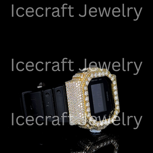 Caja de Reloj de Lujo con Incrustaciones de Diamantes de Imitación para Relojes Digitales Cuadrados, Estilo Hip Hop, Carcasa Metálica Protectora Personalizada - Product Image 3