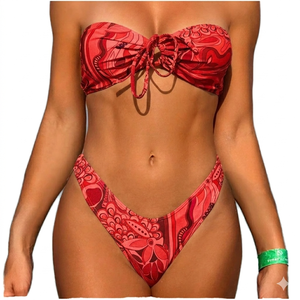 Conjunto de Bikini de Dos Piezas de Color Sólido, Sexy, con Cordones, Ligero, de Venta Caliente, OEM, Traje de Baño para Mujer, Servicio OEM - Product Image 1