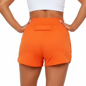 KhumBro Women Casual Orange Cotton High <b>Waist</b> <b>Elastic</b> <b>Waist</b> Running Sport Shorts <b>Skirts</b> Pockets Quick Dry Knitted Fit Regular - Product Image 4