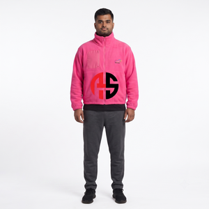 Veste polaire rose vif personnalisée à coupe courte, entièrement zippée, à col montant, coupe carrée, pour adolescents et jeunes, idéale pour la sécurité active, fabriquée par l'usine de Sialkot - Product Image 1