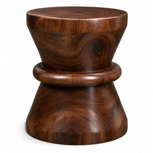 Functional Decor Contemporary Hourglass <b>Stool</b> Side <b>Table</b> Hand-Sculpted Organic Shape Boutique Niwara Bisoepo Hotel Lounge Use - Product Image 1