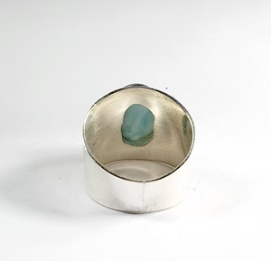 Classic Polished Silver 925 Wide Band <b>Ring</b> With Larimar Natural Gemstones Fine Jewelry Manufacture JAIPUR SILVER - Product Image 4