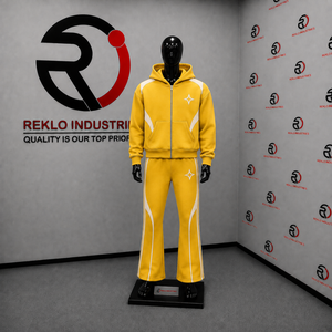 Gold Tracksuit Men <b>Full</b> <b>Zip</b> <b>Hoodie</b> White Contrast Panels Flared Pants Two Piece Sportswear Set Wholesale Streetwear Casual Outfi - Product Image 3