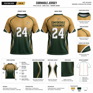 Camiseta de Torneo de Cornhole Personalizada OEM para Hombre, Sublimada, Ligera, Transpirable, de Malla de Poliéster, Uniforme Deportivo - Product Image 5