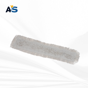 A&S Durable 5x40 White Dust <b>Mop</b> with Synthetic Cotton Fibers Cut-End Design and Grey Backing for Multi-Floor Cleaning - Product Image 2