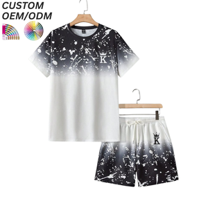 Conjunto de Camiseta y Pantalones Cortos Casuales de Algodón Sólido Transpirable para Hombre, Uso Diario de Verano, Logotipo Personalizado, Soporte OEM ODM para Suministro al por Mayor - Product Image 1