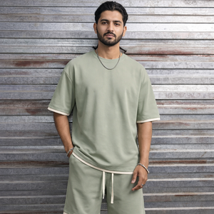 Custom Logo Men Oversized T-Shirt & Shorts <b>Set</b> Premium 100% Cotton Breathable Summer Co-Ord Streetwear - Product Image 5