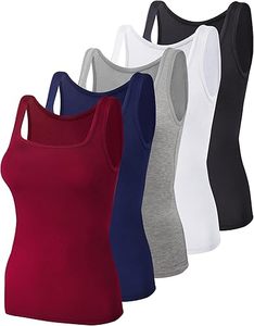 Débardeurs pour femmes Aura Square, débardeurs sans manches à col carré, sous-vêtements pour femmes, débardeurs en coton doux extensible, coupe ajustée, pour superposition - Product Image 1