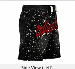 Shorts en jean tissé uni pour homme, taille élastique, style streetwear, avec strass, pour l'été, logo personnalisé, taille sur mesure, haute qualité - Product Image 4