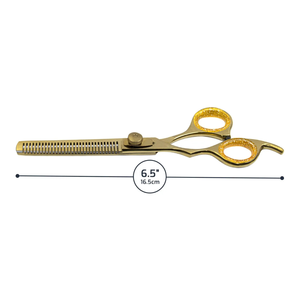 Hair Thinning <b>Shears</b> 6.5 Inch Gold Plasma Coating Stainless Steel Barber Texturizing Scissors Professional Salon Grooming <b>Tool</b> - Product Image 5