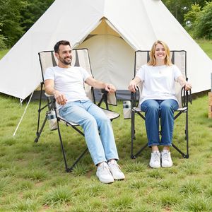 Sedia da Campeggio Pieghevole con Schienale Alto, 3 Posizioni Reclinabili, Completamente Imbottita, Capacità di Carico 120 kg, Ideale per Parchi - Product Image 2