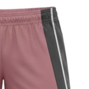 Unisex Dusty Pink Gray Sublimated Netball Shorts Polyester <b>Athletic</b> Fit Sportswear Side Stripe Panel Match Training Clothing - Product Image 3
