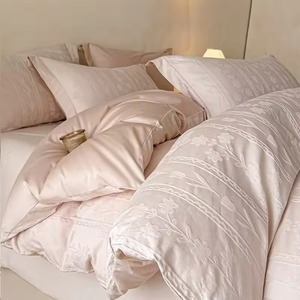 Juego de Edredón Bordado Floral, 400 Hilos, Algodón, 3 Piezas, Ropa de Cama Moderna para el Hogar, Diseño de Jardín Blanco y Rosa - Product Image 4