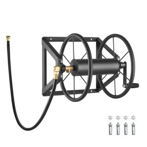 Avvolgitubo da Giardino Manuale in Acciaio Rinforzato da Parete per Tubi da 200ft (60m) con Raccordi in Ottone da 5/8 Pollici, per Uso Esterno (15m-30m) - Product Image 1